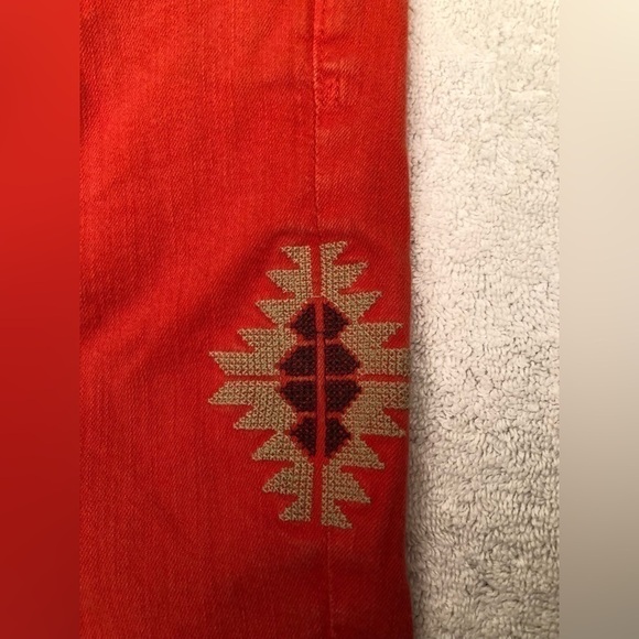AG Adriano Goldschmied Super Skinny Legging Santa Fe Embroidered Orange Jeans 25 - Picture 4 of 15
